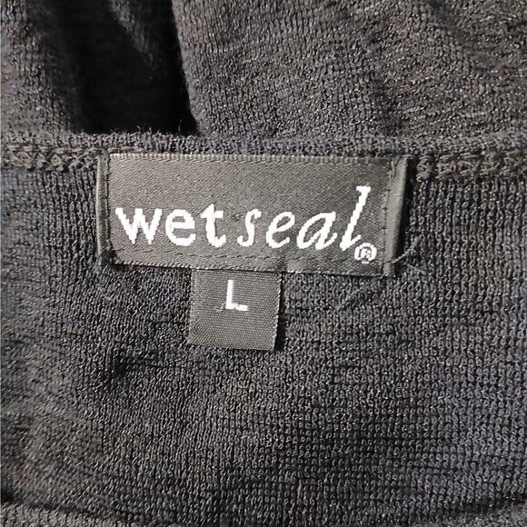 Wet Seal Women's Top Size Large Black Pullover Henley Whimsigoth Sweater Shirt - Picture 4 of 5